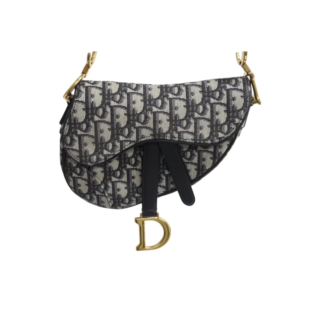 Dior Navy Leather Christian Bag Canvas Blue Saddle - Picture 1 of 8